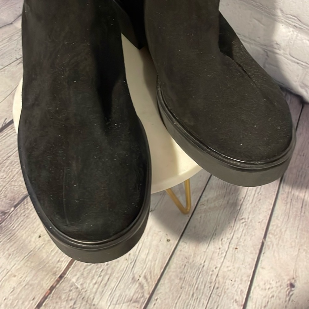 Stuart Weitzman Alpine Black Suede Chelsea Boots Faux Fur Lined Size 10 - Picture 10 of 12